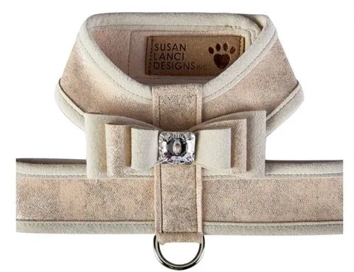 Susan Lanci Champa Glitzerati Really Big Bow Tinkie Harness with Champagne Trim