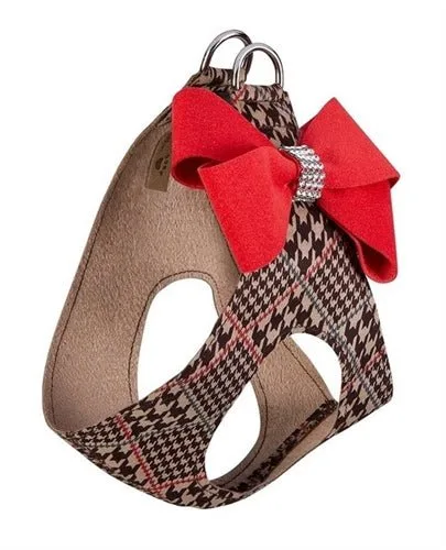 Susan Lanci Chocolate Glen Houndstooth with Red Pepper Nouveau Bow Step In Harness - Image 2