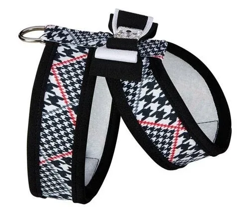 Susan Lanci Classic Glen Houndstooth Big Bow Tinkie Harness with Tuxedo Big Bow and Black Trim - Image 2