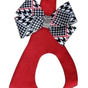 Susan Lanci Classic Glen Houndstooth Nouveau Bow with Red Pepper Step In Harness