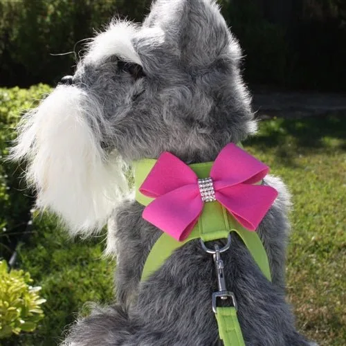 Susan Lanci Contrasting Nouveau Bow Tinkie Harness- Kiwi and Pink Sapphire - Image 2