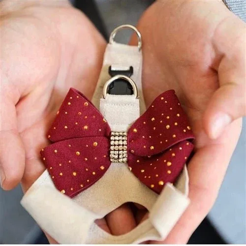 Susan Lanci Doe with Gold Stardust Burgundy Nouveau Bow Step in Harness - Image 2