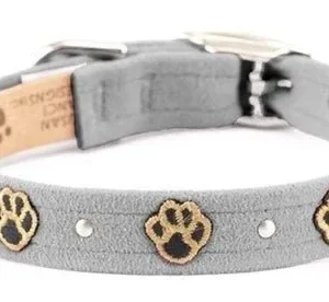 Susan Lanci Embroidered Paws with Studs Ultrasuede Dog Collar