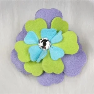 Susan Lanci Fantasy Flower Collection Hair Bow- French Lavender-Kiwi-Tiffi Blue