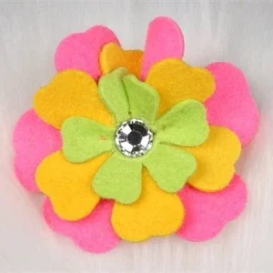 Susan Lanci Fantasy Flower Collection Hair Bow- Perfect Pink-Sunshine-Kiwi