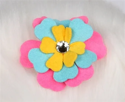 Susan Lanci Fantasy Flower Collection Hair Bow- Perfect Pink-Tiffi Blue-Sunshine