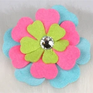 Susan Lanci Fantasy Flower Collection Hair Bow- Tiffi Blue-Perfect Pink-Kiwi