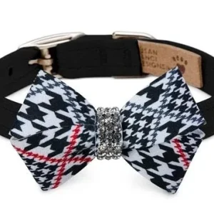 Susan Lanci Glen Houndstooth Nouveau Bow Collar in Classic