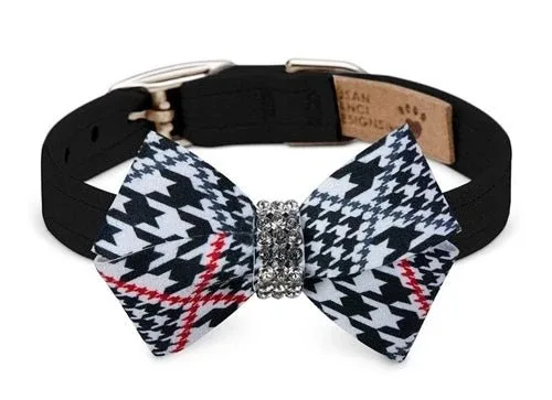 Susan Lanci Glen Houndstooth Nouveau Bow Collar in Classic