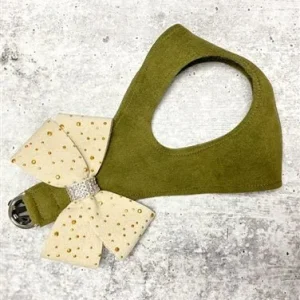 Susan Lanci Olive with Gold Stardust Doe Nouveau Bow Step in Harness