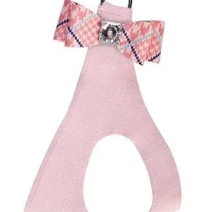 Susan Lanci Peaches N Cream Glen Houndstooth Big Bow Puppy Pink Step In Harness