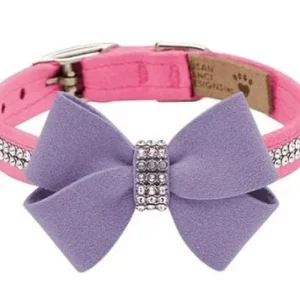 Susan Lanci Perfect Pink and Lavender Nouveau Bow 2 Row Giltmore Collar