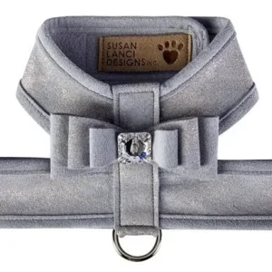 Susan Lanci Platinum Glitzerati Really Big Bow Tinkie Harness with Platinum Trim