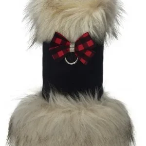 Susan Lanci Red Gingham Nouveau Bow Ivory Fox Fur Coat