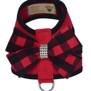 Susan Lanci Red Tinkie Harness with Red Gingham Bow