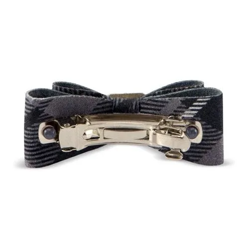 Susan Lanci Scotty Big Bow Hair Bow - Charcoal Plaid - Image 2