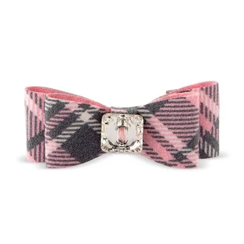 Susan Lanci Scotty Big Bow Hair Bow - Puppy Pink Plaid