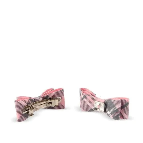 Susan Lanci Scotty Big Bow Hair Bow - Puppy Pink Plaid - Image 2