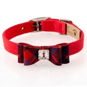 Susan Lanci Scotty Collar Chestnut Plaid - Red Pepper