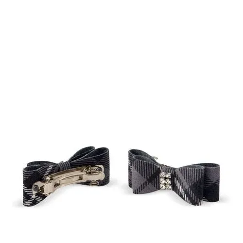 Susan Lanci Scotty Giltmore Hair Bow - Charcoal Plaid - Image 2