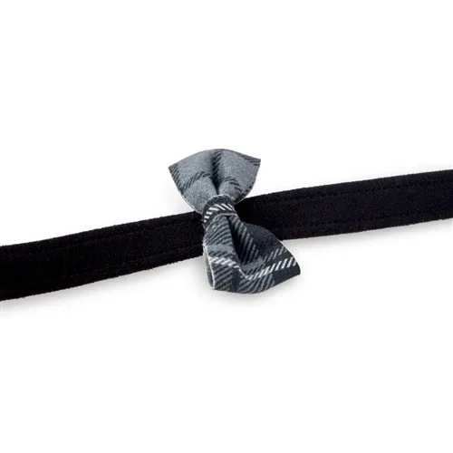 Susan Lanci Scotty Leash Charcoal Plaid Bow Tie - Image 2