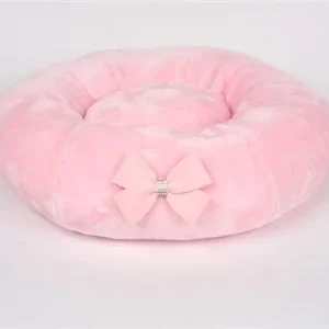 Susan Lanci Spa Bed with Nouveau Bow - Puppy Pink