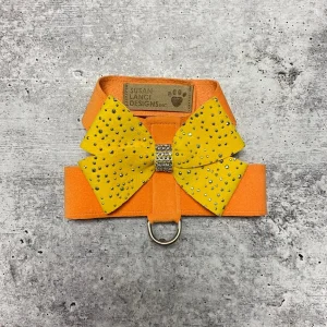 Susan Lanci Tangerine Tinkie Harness with Sunshine and Silver Stardust Nouveau Bow