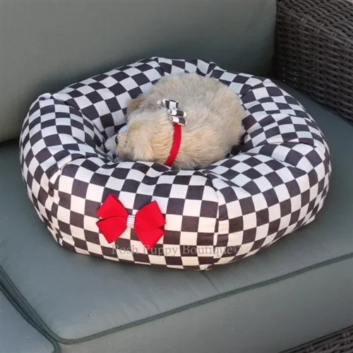 Susan Lanci Windsor Check Collection Bed - Red Nouveau Bow - Image 2
