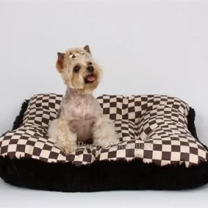 Susan Lanci Windsor Check Collection Bed- Square with Black Shag