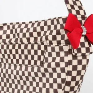 Susan Lanci Windsor Check Collection Cuddle Carrier- Red Nouveau Bow