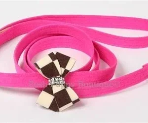 Susan Lanci Windsor Check Nouveau Bow Collection Leash- Many Colors