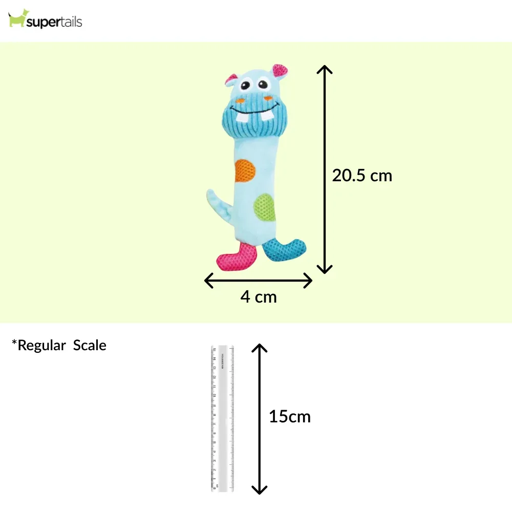 Talking Dog Club Baby Hippo Stick Plush Toy for Dogs (Blue) - Image 2