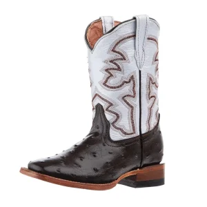 Tanner Mark Boots Brown Ostrich Print Square Toe Boots