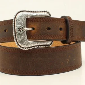 Tapered Pierced Stitch Edge Belt And Buckle 32 Br