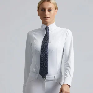Tessa Ladies Long Sleeve Tie Shirt White