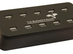 The Buzzard's Roost 10 Port Multi Charger for Garmin Alpha, DC50, TT10, T5 or TT15 Black 6" x 2.5" x 2.5"