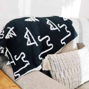 The Front Porch Label Black Brand Throw Blanket