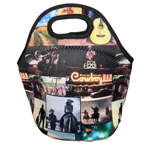 The Front Porch Label Cowboy Collage Lunch Tote