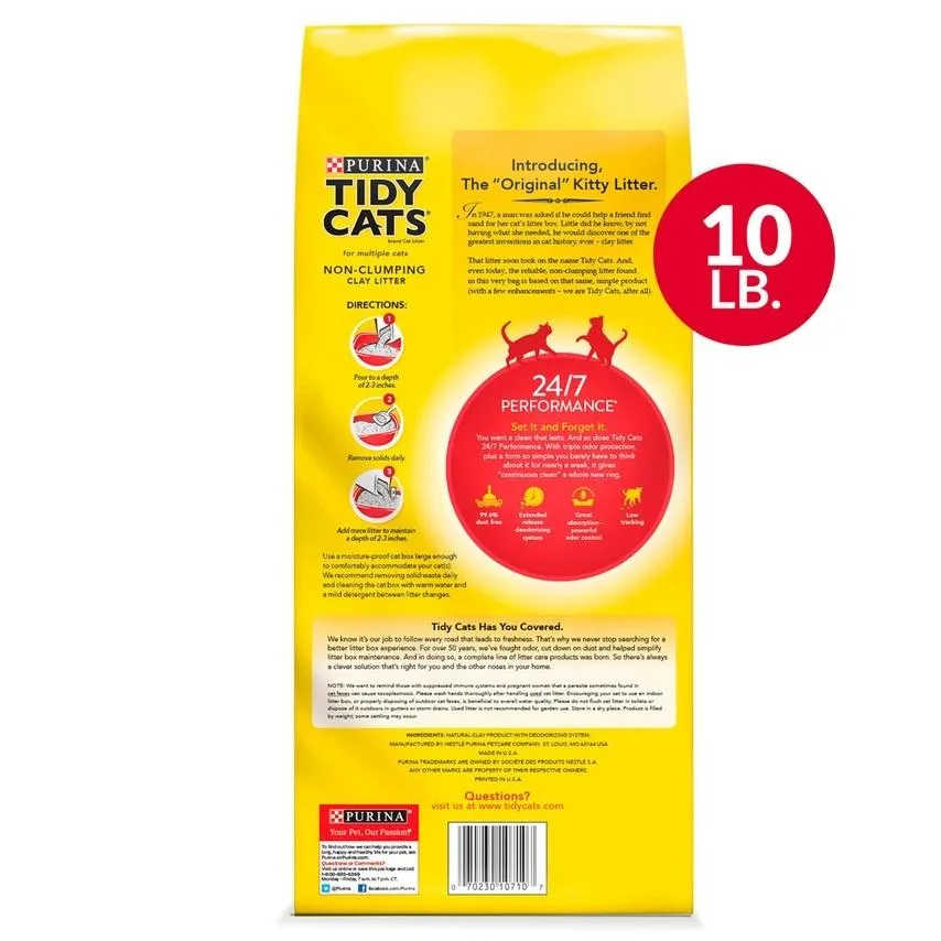 Tidy Cats Non Clumping 24/7 Performance MultiCat Long Lasting Odor Control Cat Litter - Image 2
