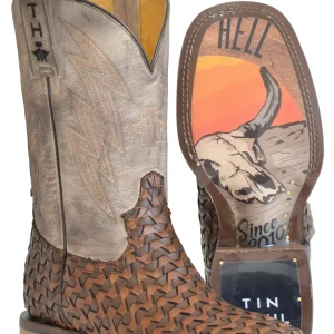 Tin Haul Mens Ripples Raisin Hell Square Toe Boots