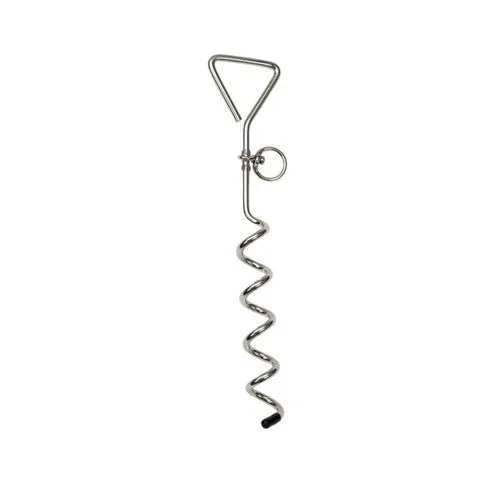 Titan Dog Tie Out Stakes for Loose Soil Spiral Silver 17 in - Image 2