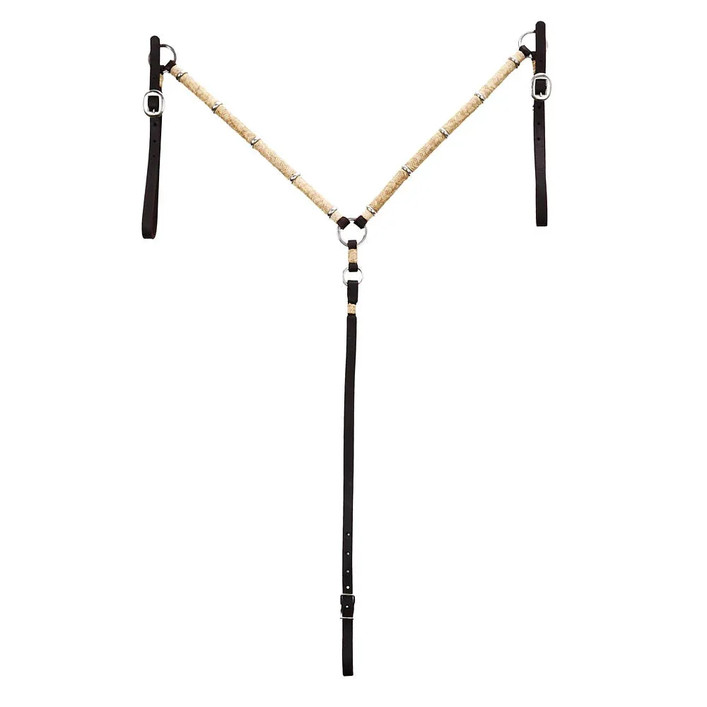 Tomahawk Leather Breastcollar with Rawhide Braided and Silver Accents