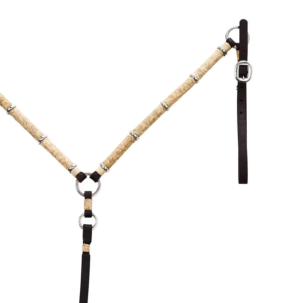 Tomahawk Leather Breastcollar with Rawhide Braided and Silver Accents - Image 2
