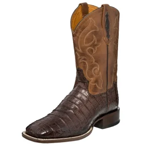 Tony Lama Men's Cafe Pieced Caiman Belly Tail w/Ranch Top Boots
