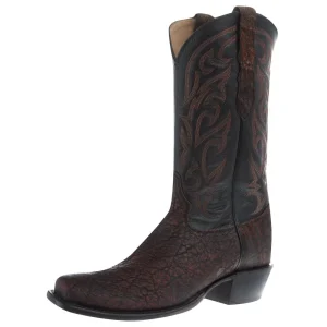 Tony Lama Men`s Cognac Elephant Vamp Black Goat Top