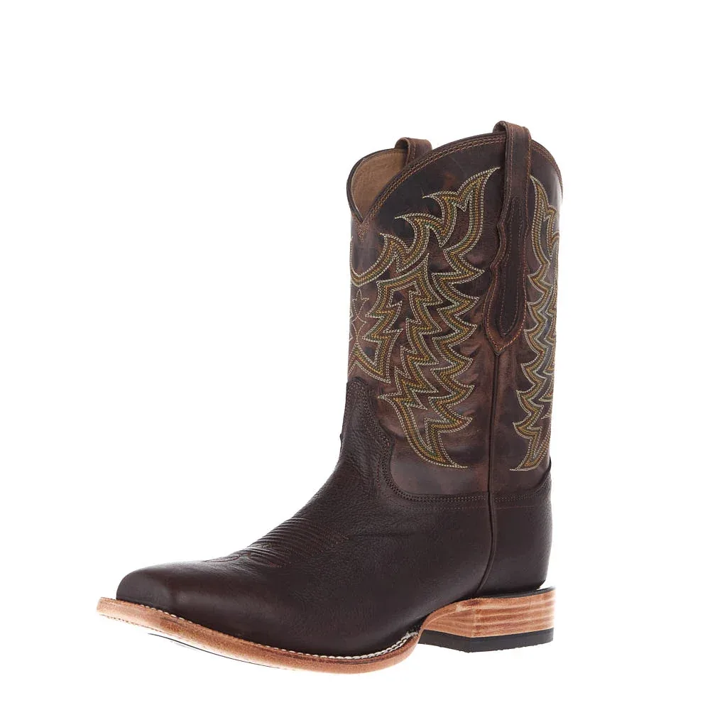Tony Lama Men's Heritage Brown American Bison Vamp 11in Brown Cowhide Top