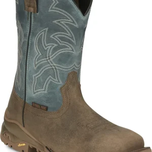 Tony Lama Mens Roustabout 11" Steel Toe Waterproof Work Boots