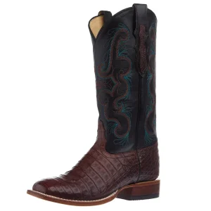 Tony Lama Women's Chasi Brown Caiman Vamp 13in Midnight Cowhide Top