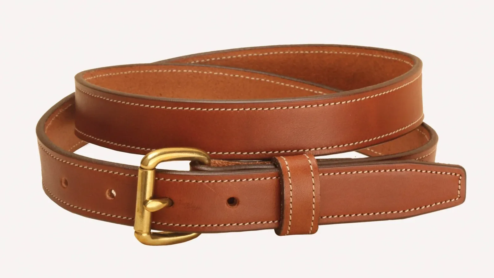 Tory 1In Stitched Belt With Brass Buckle 26 Brn/Nick - Image 2