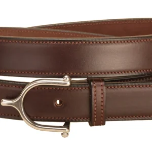 Tory Leather 1" Stitched Belt with Stainless Steel Spur Buckle